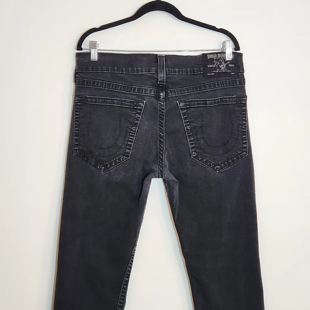 True Religion Mens Black Slim Fit Jeans Size 34